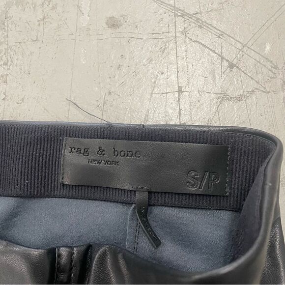 Rag & Bone Womens Black Pull On Skinny Leg Leather Pants Size Small - Picture 2 of 5